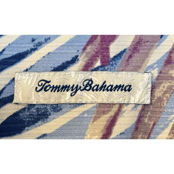Tommy Bahama San Juan Fronds Silk Men's Hawaiian Blue/Lavender Camp Shirt XL - Picture 6 of 12